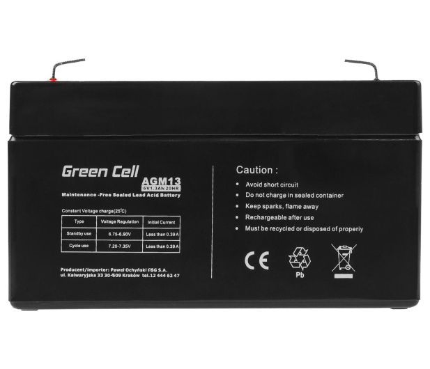 Green Cell Akumulator AGM VRLA  6V 1.3Ah - 547926 - zdjęcie 5